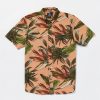 Men Volcom Shirts & Flannels | Indospray Floral Woven Short Sleeve Shirt Sanddune