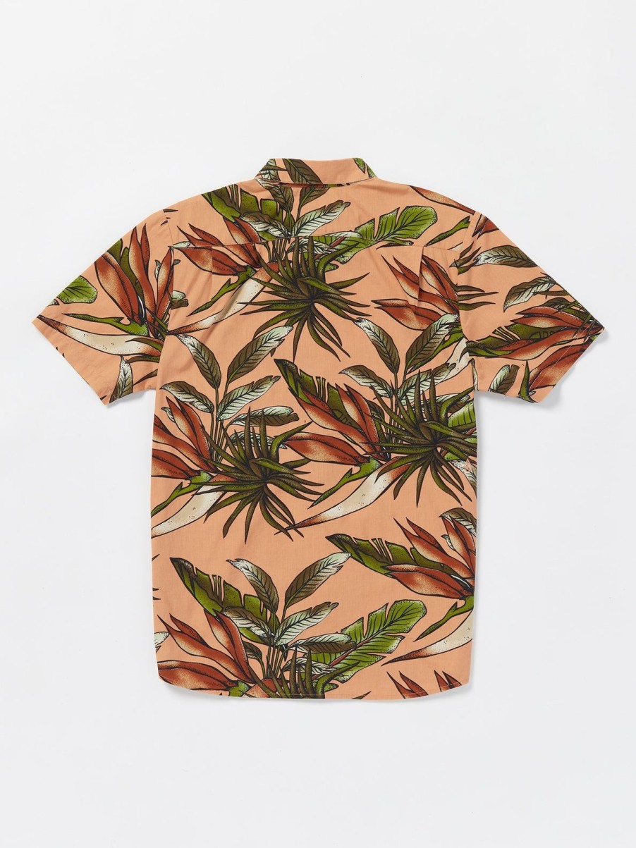 Men Volcom Shirts & Flannels | Indospray Floral Woven Short Sleeve Shirt Sanddune