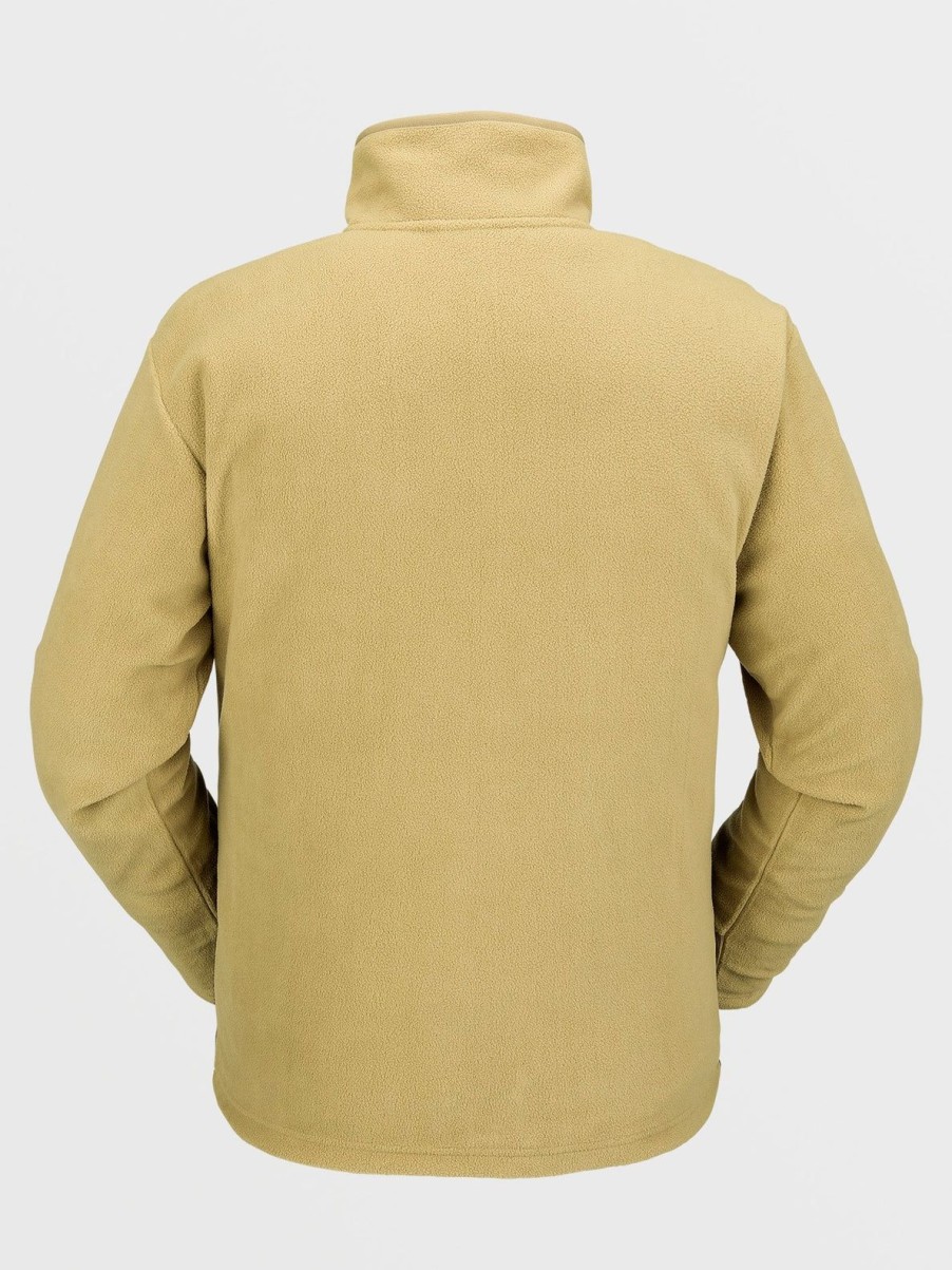 Men Volcom Layering | Mens Polar Fleece Mock 1/2 Zip Pullover Dark Khaki