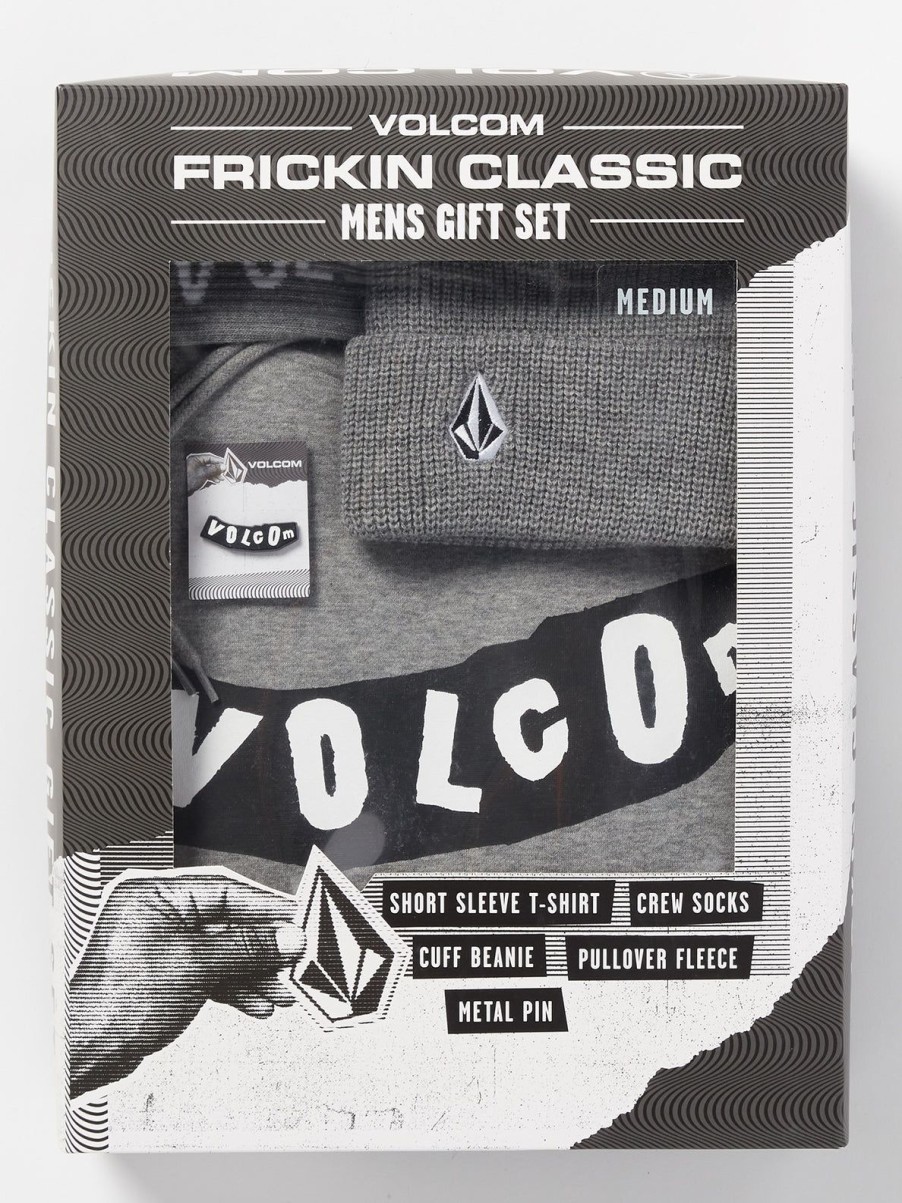 Men Volcom Socks | Mens 2023 Frickin Classics Gift Set Heather Grey