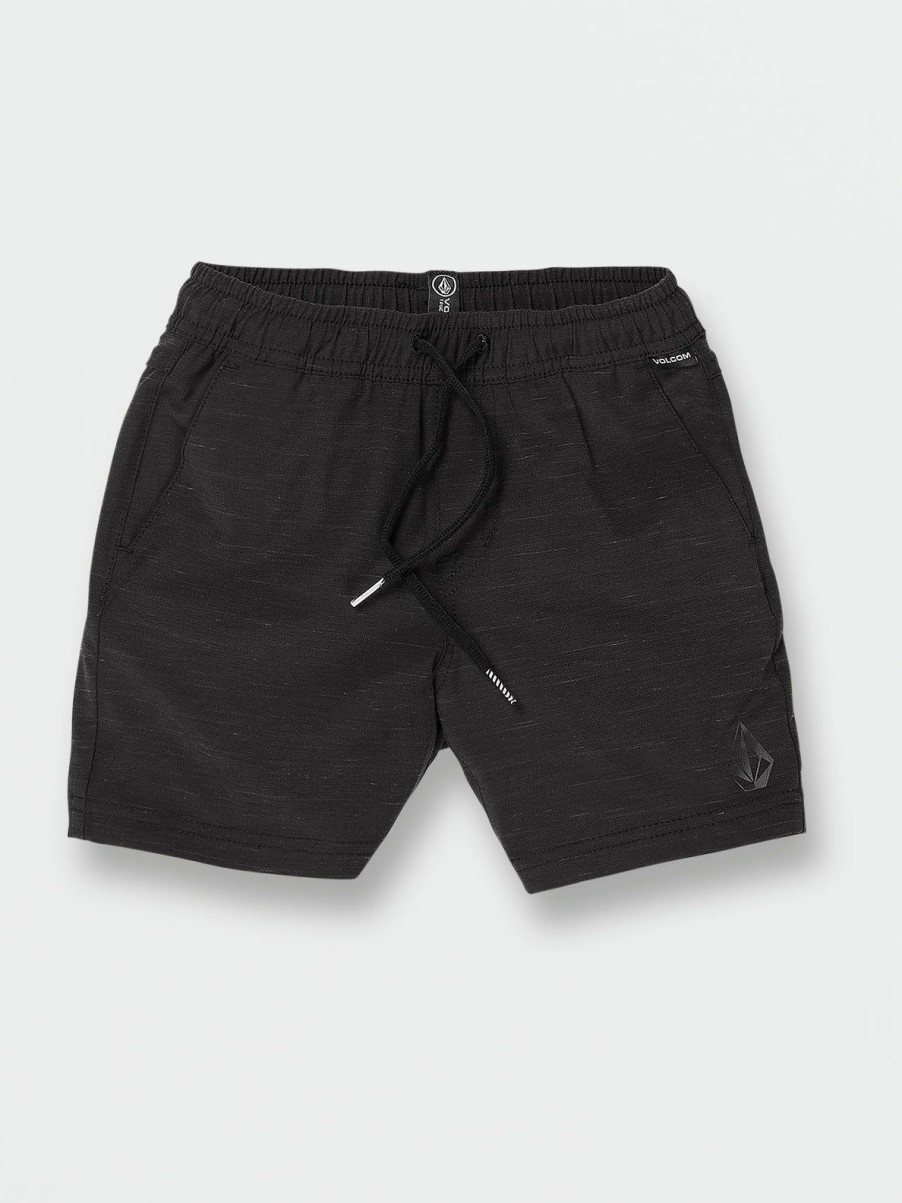 Boys Volcom Shorts | Little Boys Understoned Elastic Waist Hybrid Shorts Black