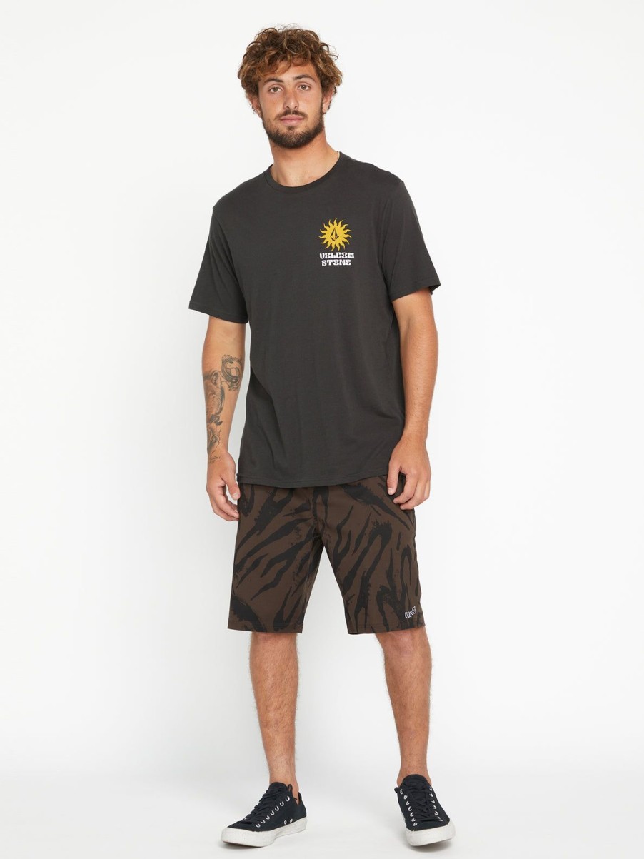 Men Volcom Skate Vitals | Outer Spaced Elastic Waist Shorts Dark Brown