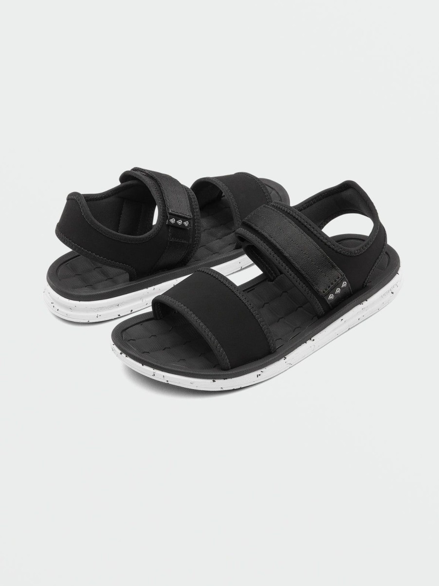 Men Volcom Sandals | V.Co Draft Sport Sandals Black White