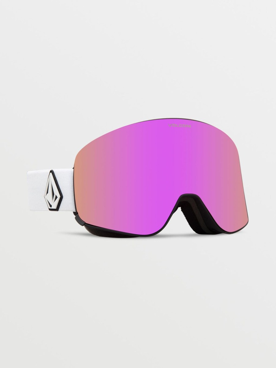 Men Volcom Accessories | Odyssey Goggle - Matte White/Chrome +Bl Pink