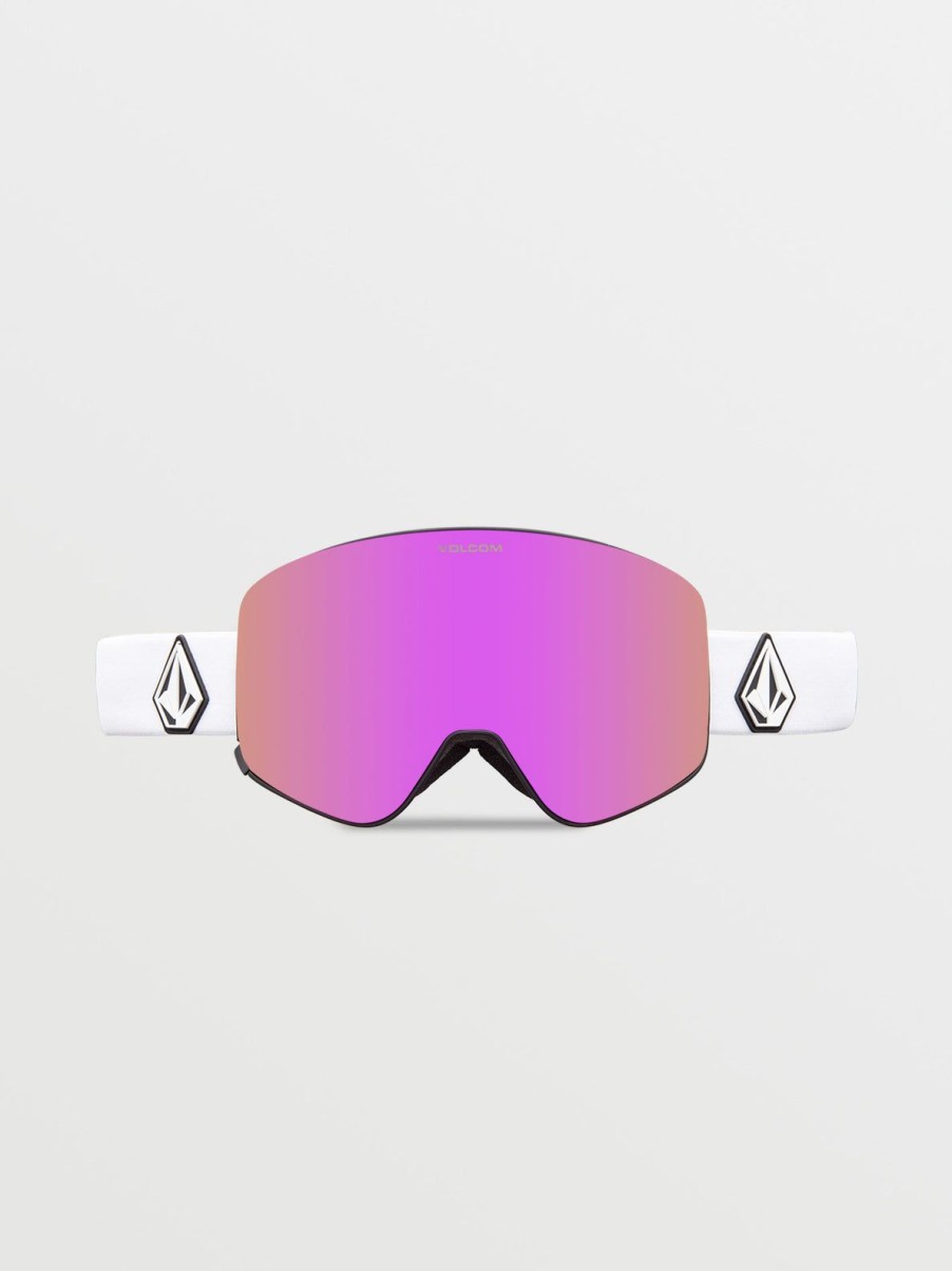 Men Volcom Accessories | Odyssey Goggle - Matte White/Chrome +Bl Pink