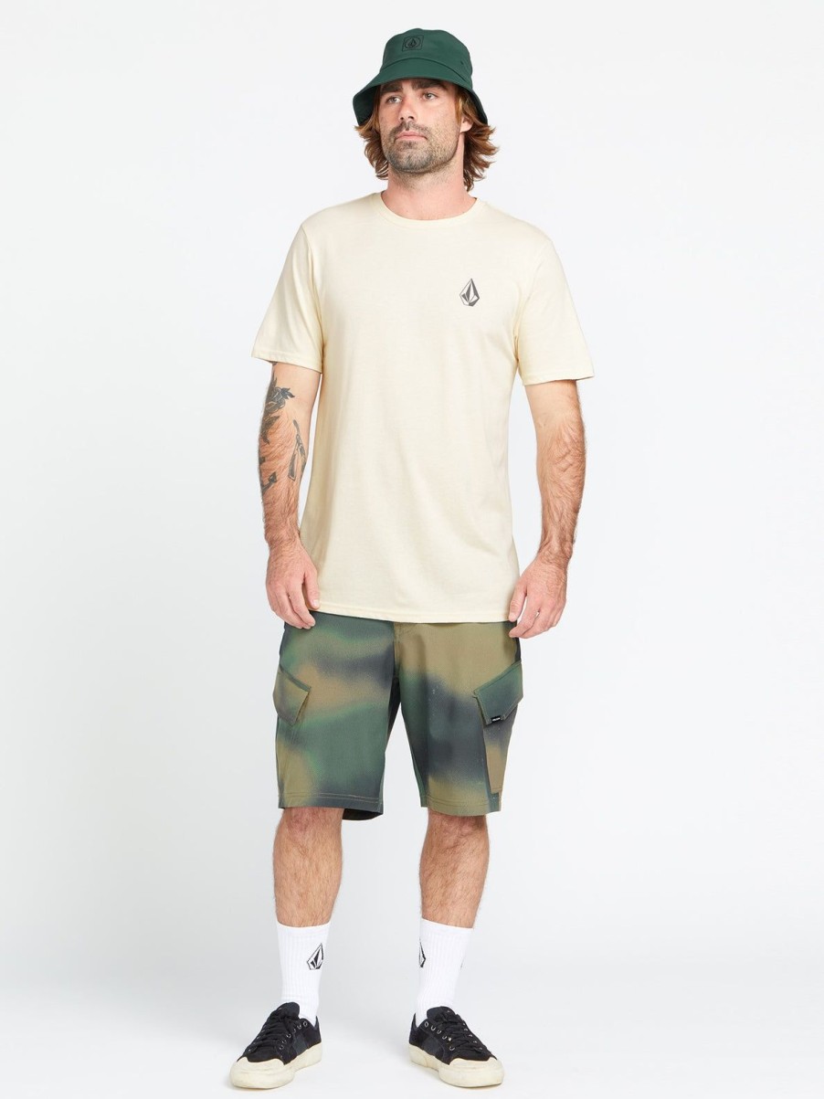 Men Volcom Mountain Biking | Stone Tech Short Sleeve Tee Cloud