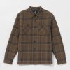 Men Volcom Shirts & Flannels | Brickstone Lined Flannel Long Sleeve Shirt Mud