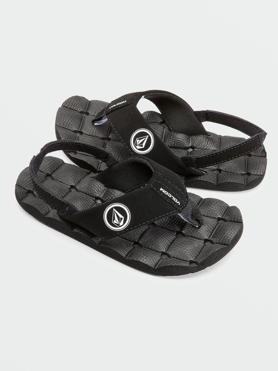 Boys Volcom | Little Boys Recliner Sandals Black White