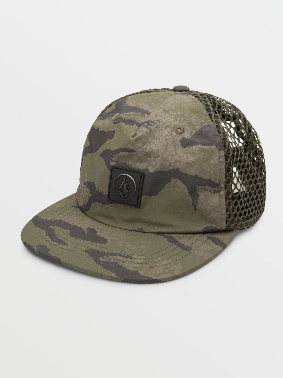 Men Volcom Hats & Beanies | Stone Trip Trucker Hat Squadron Green