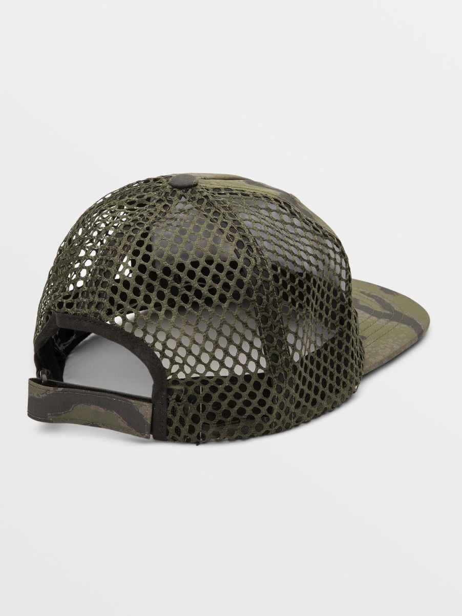 Men Volcom Hats & Beanies | Stone Trip Trucker Hat Squadron Green