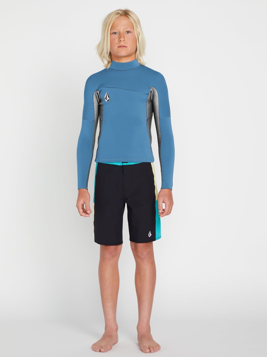 Kids Volcom Rashguards | Big Boys Modulator 2Mm Long Sleeve Wetsuit Jacket Cruzer Blue