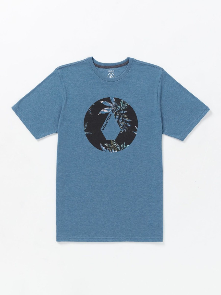 Men Volcom T-Shirts & Tanks | Fill It Up Short Sleeve Tee Stone Blue Heather