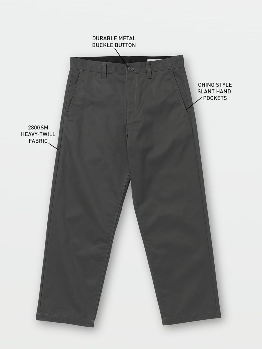 Men Volcom Golf | Frickin Skate Chino Pants Asphalt Black