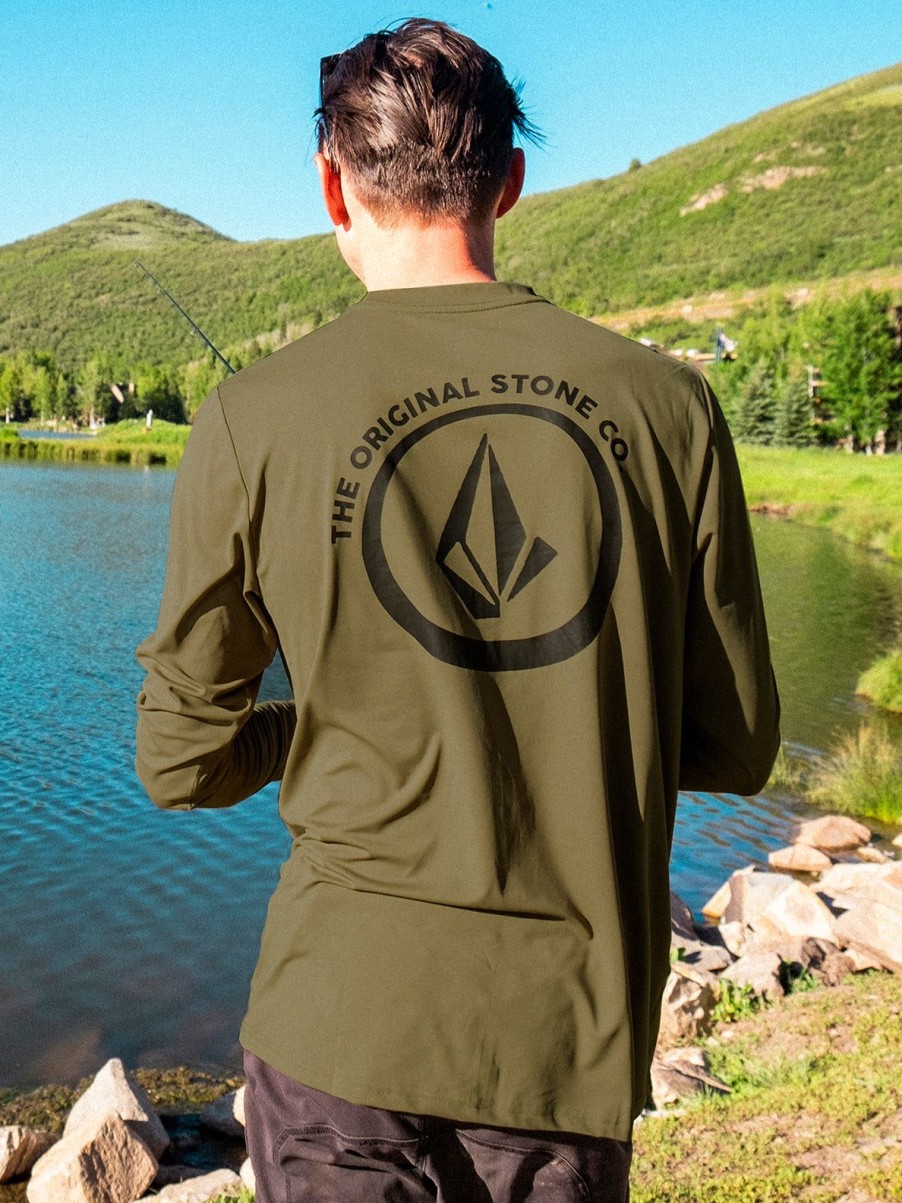 Men Volcom Rashguards | Taunt Long Sleeve Shirt Military