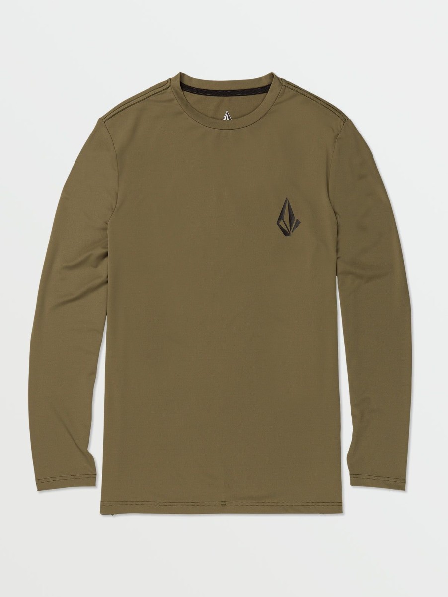 Men Volcom Rashguards | Taunt Long Sleeve Shirt Military