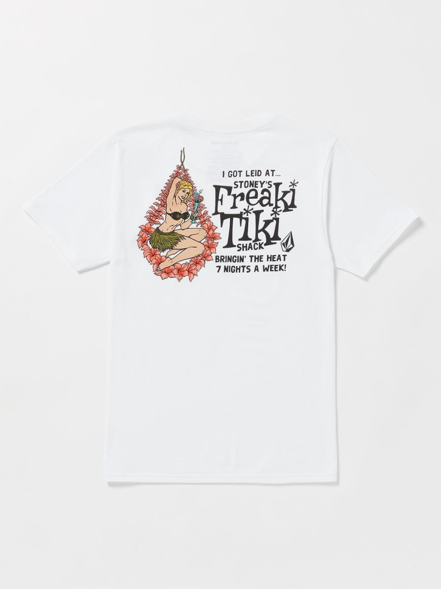 Men Volcom Tops & Tees | Freaki Tiki Short Sleeve Tee White