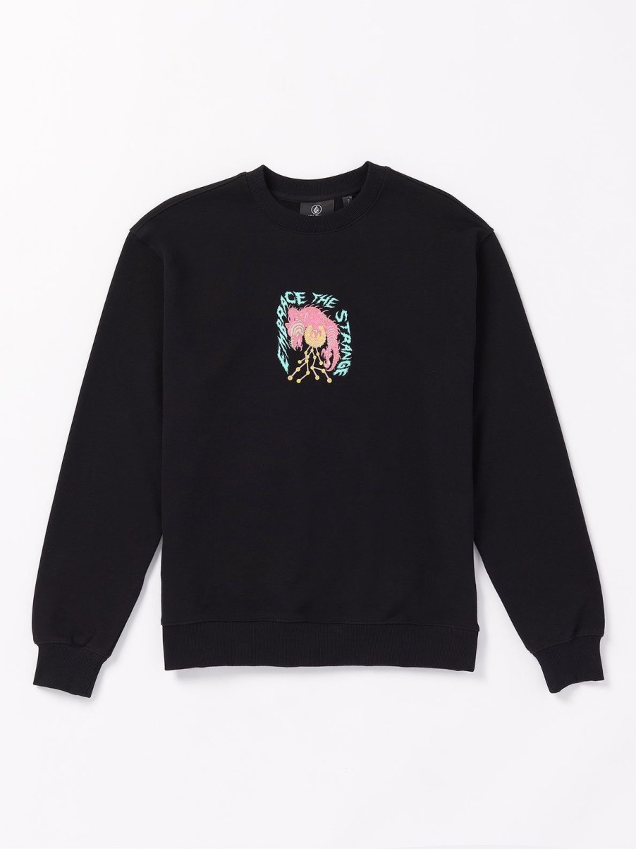 Men Volcom Hoodies & Sweatshirts | Featured Artist Tetsunori Crew Sweatshirt Black