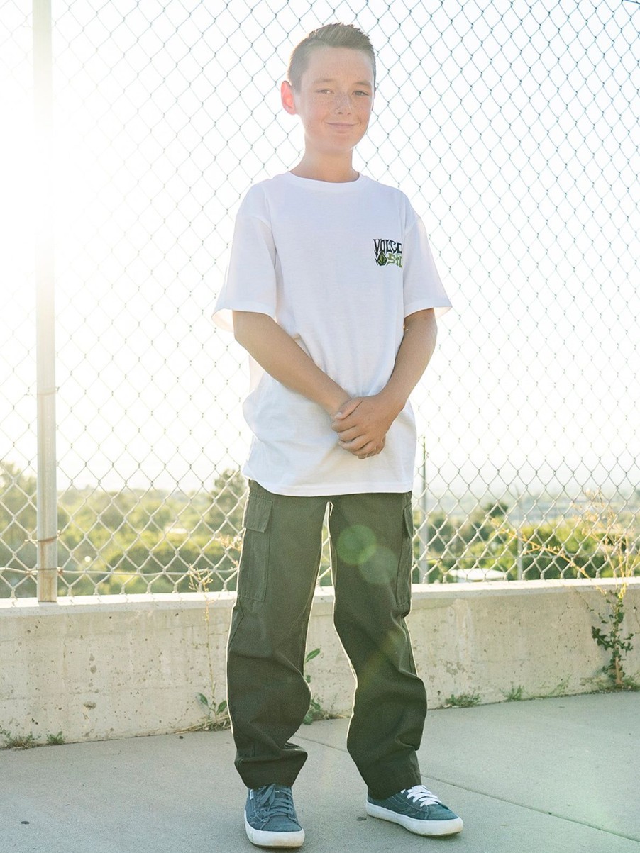 Boys Volcom Pants | Big Boys March Cargo Elastic Waist Pants Squadron Green