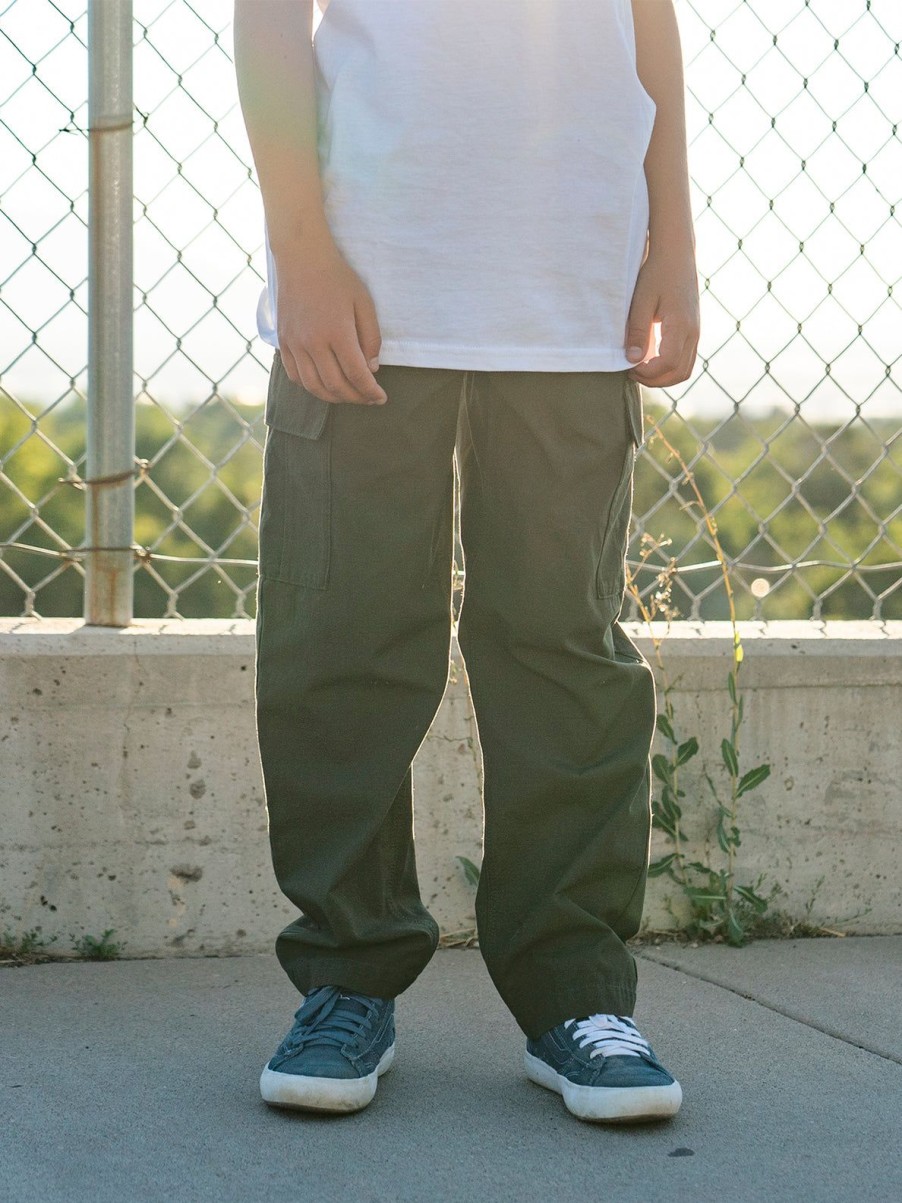 Boys Volcom Pants | Big Boys March Cargo Elastic Waist Pants Squadron Green