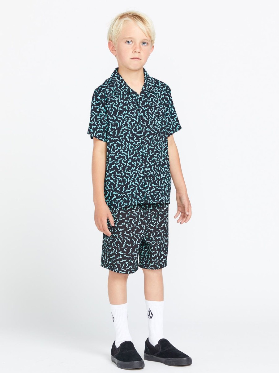 Boys Volcom Shirts & Flannels | Little Boys Asphalt Beach Short Sleeve Shirt Black