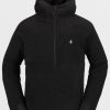 Men Volcom Hoodies & Sweatshirts | Mens Polar Fleece Hooded 1/2 Zip Pullover Black