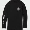 Men Volcom Rashguards | Lido Solid Long Sleeve Shirt Black