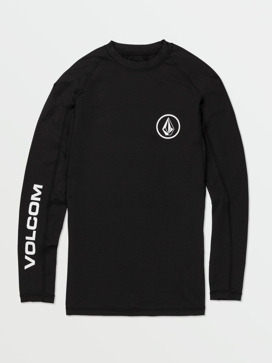 Men Volcom Rashguards | Lido Solid Long Sleeve Shirt Black