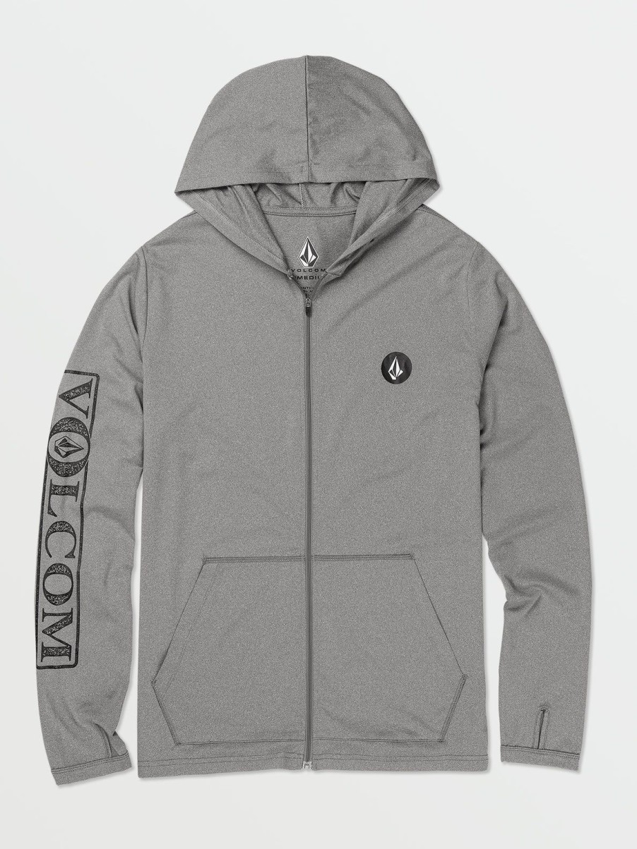 Men Volcom Rashguards | Rally Hooded Long Sleeve Rashguard Heather Grey