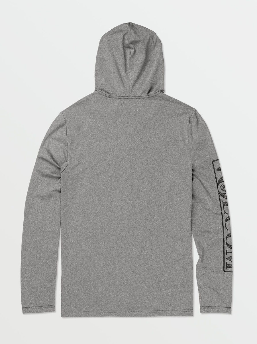 Men Volcom Rashguards | Rally Hooded Long Sleeve Rashguard Heather Grey