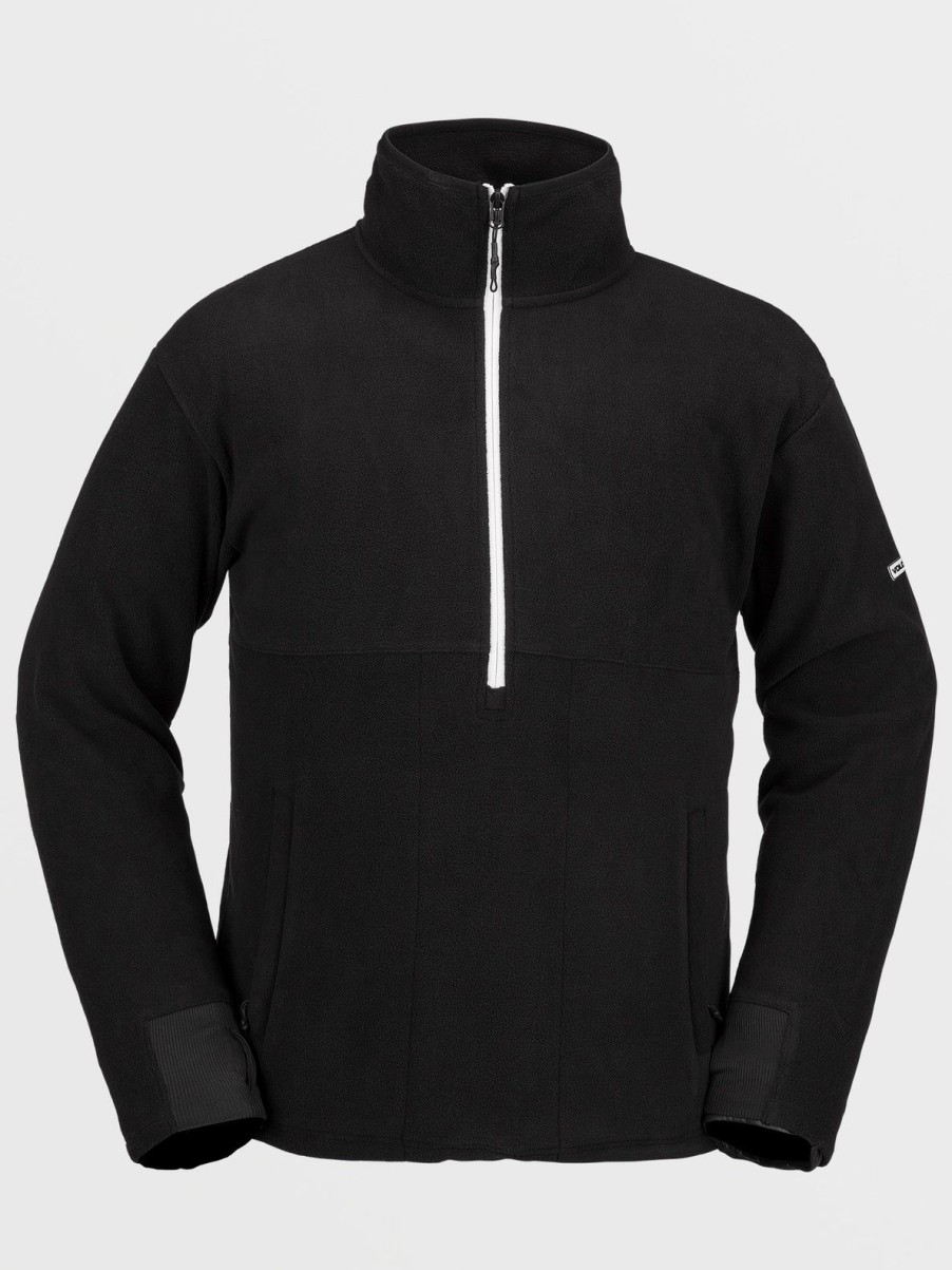 Men Volcom Hoodies & Sweatshirts | Mens Polar Fleece Mock 1/2 Zip Pullover Black