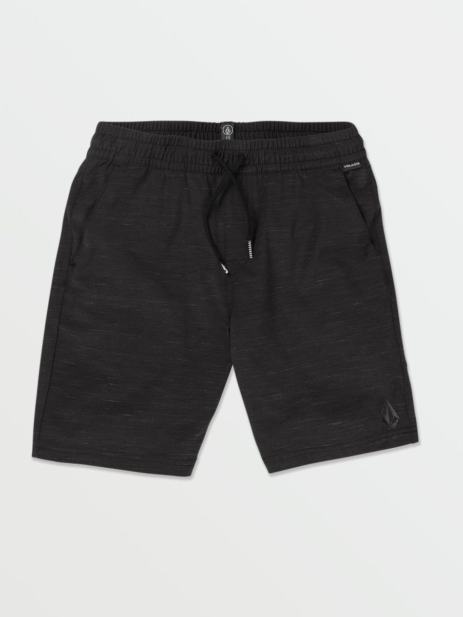 Boys Volcom Shorts | Big Boys Understoned Elastic Waist Hybrid Shorts Black