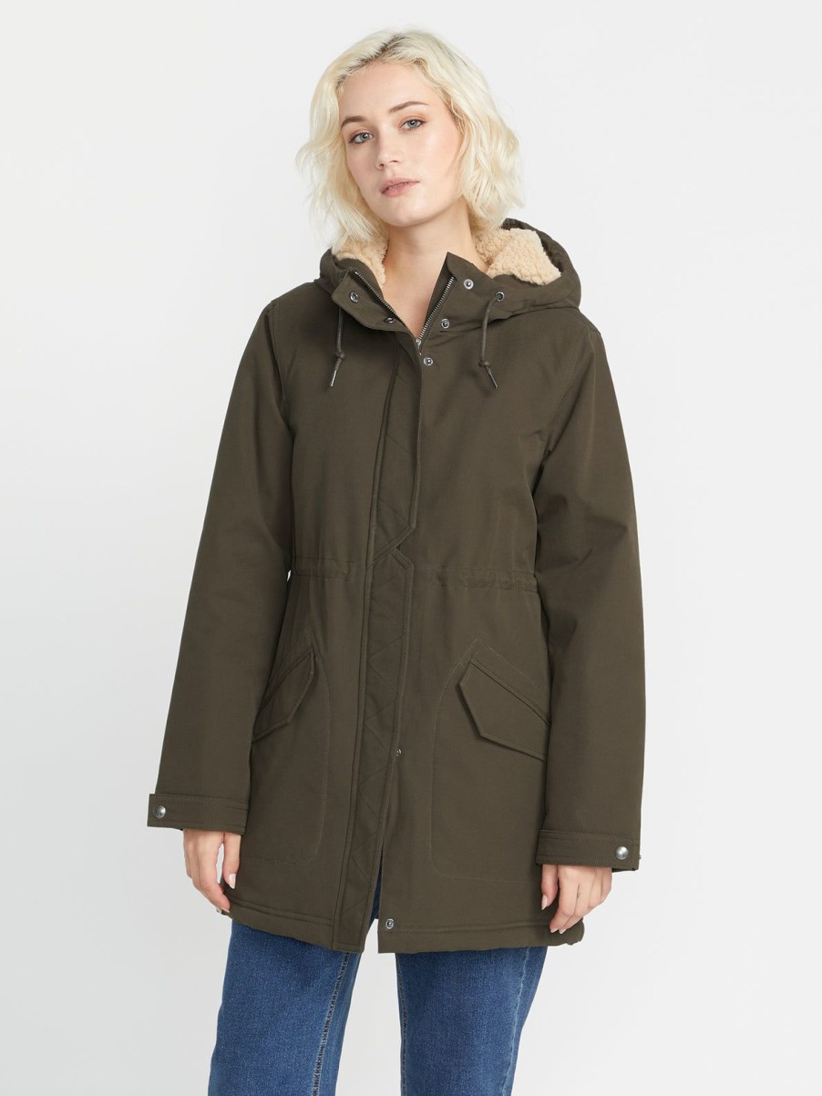 Women Volcom Hiking | Less Is More 5K Parka Jacket Wren