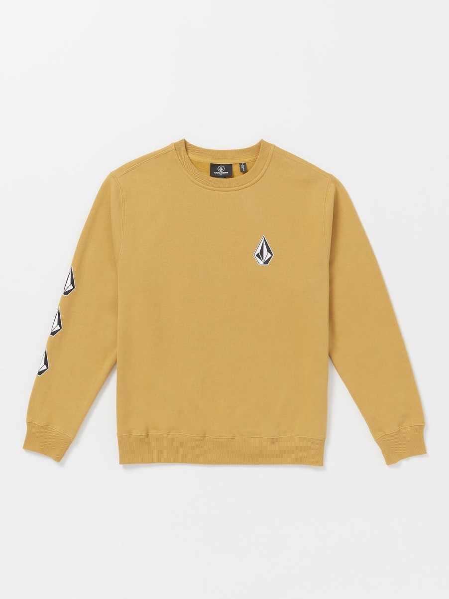 Men Volcom Hoodies & Sweatshirts | Iconic Stone Crew Sweatshirt Mustard