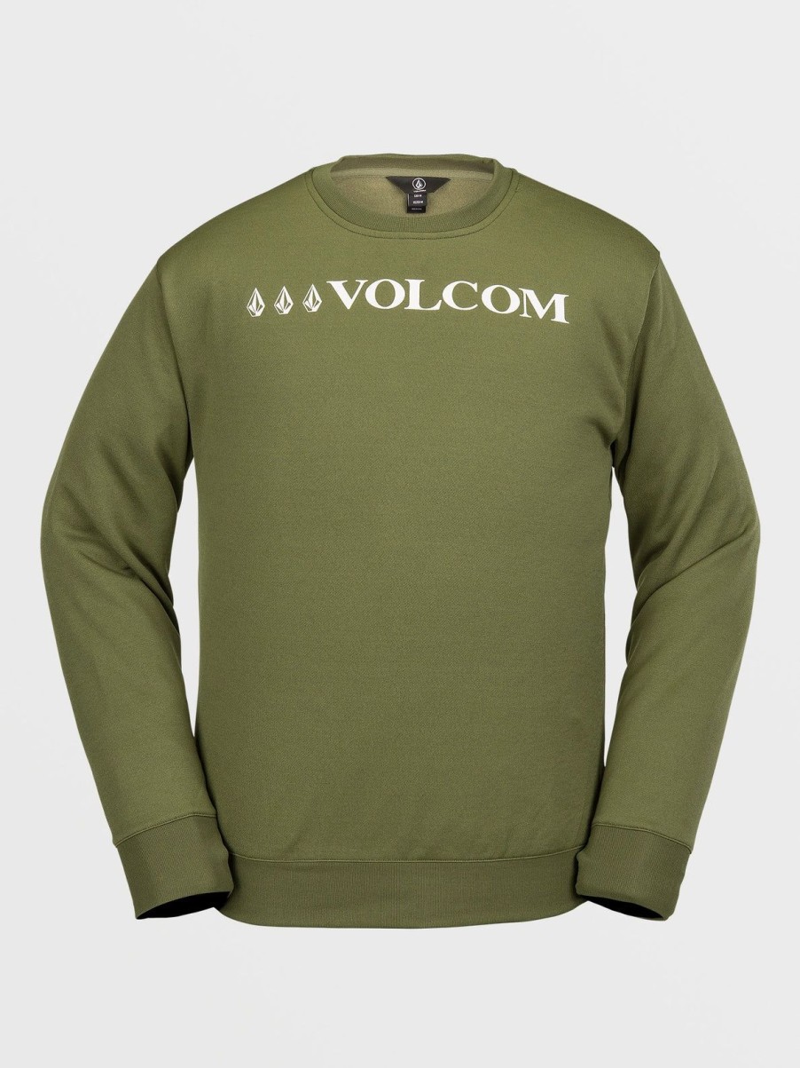 Men Volcom Layering | Mens Core Hydro Crew Pullover Military