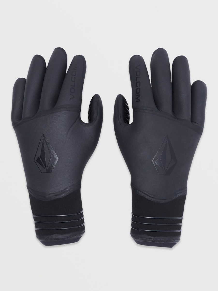 Men Volcom Wetsuits | 3Mm 5 Finger Gloves Black