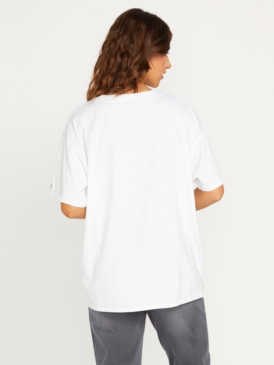 Women Volcom Tops | Stones Throw Solid Short Sleeve Tee White