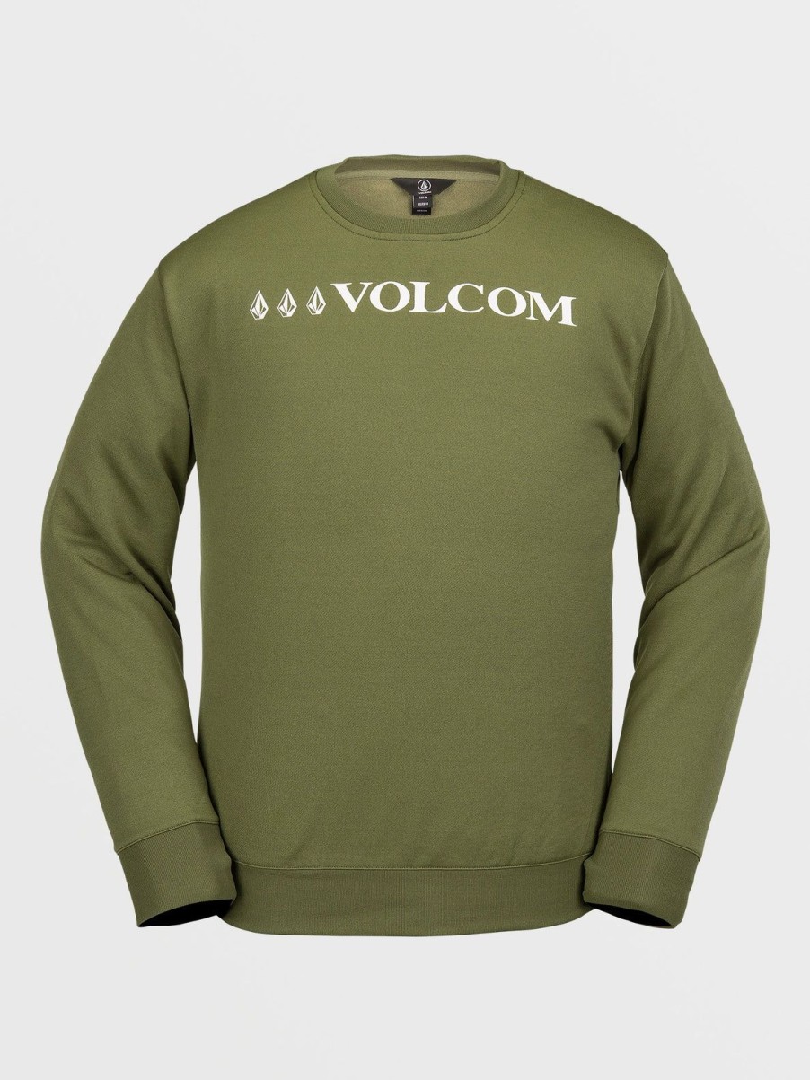 Men Volcom Hoodies & Sweatshirts | Mens Core Hydro Crew Pullover Military