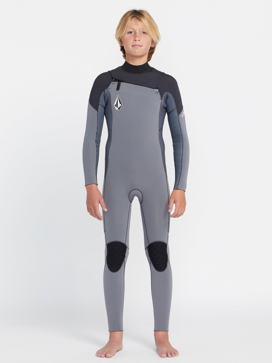 Kids Volcom Wetsuits | Big Boys Modulator 3/2Mm Chest Zip Long Sleeve Fullsuit Charcoal