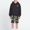 Kids Volcom Boardshorts & Trunks | Big Boys Featured Artist Tetsunori Mod-Tech Scallop Boardshorts Black