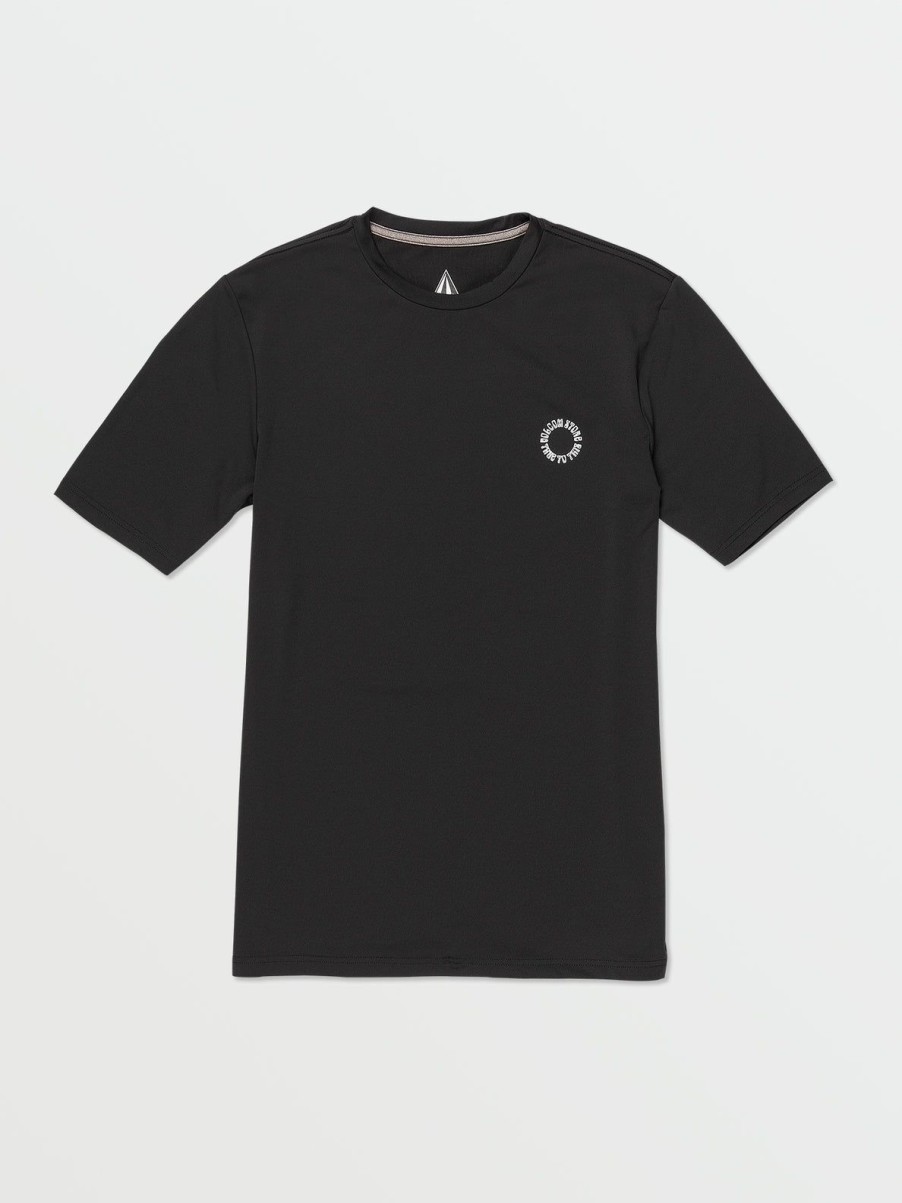 Men Volcom Rashguards | Faulter Short Sleeve Rashguard Black