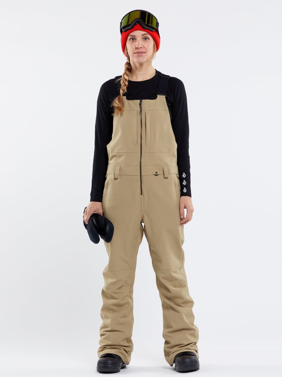 Women Volcom Pants | Womens Swift Bib Overalls Dark Khaki