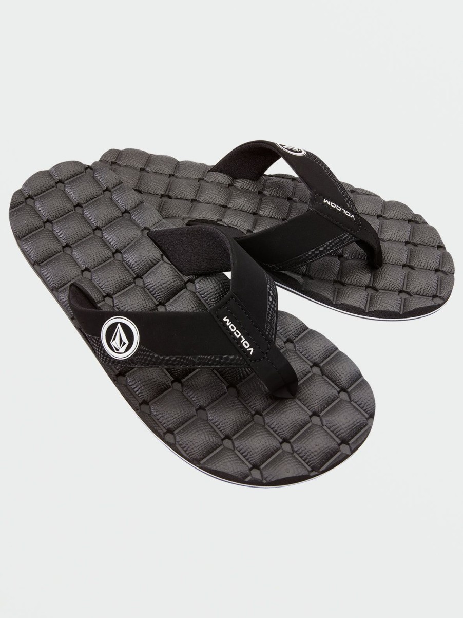 Men Volcom Sandals | Recliner Sandals - Black White