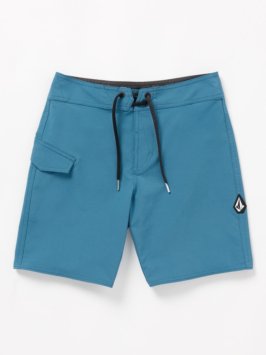 Kids Volcom Boardshorts & Trunks | Big Boys Lido Solid Mod-Tech Boardshorts Aged Indigo