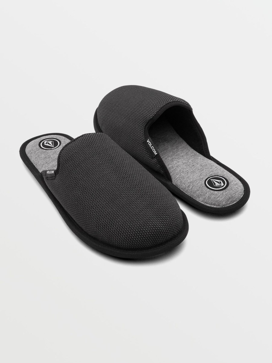 Men Volcom Slippers | Stoney Motel Slip Sandals Black Grey