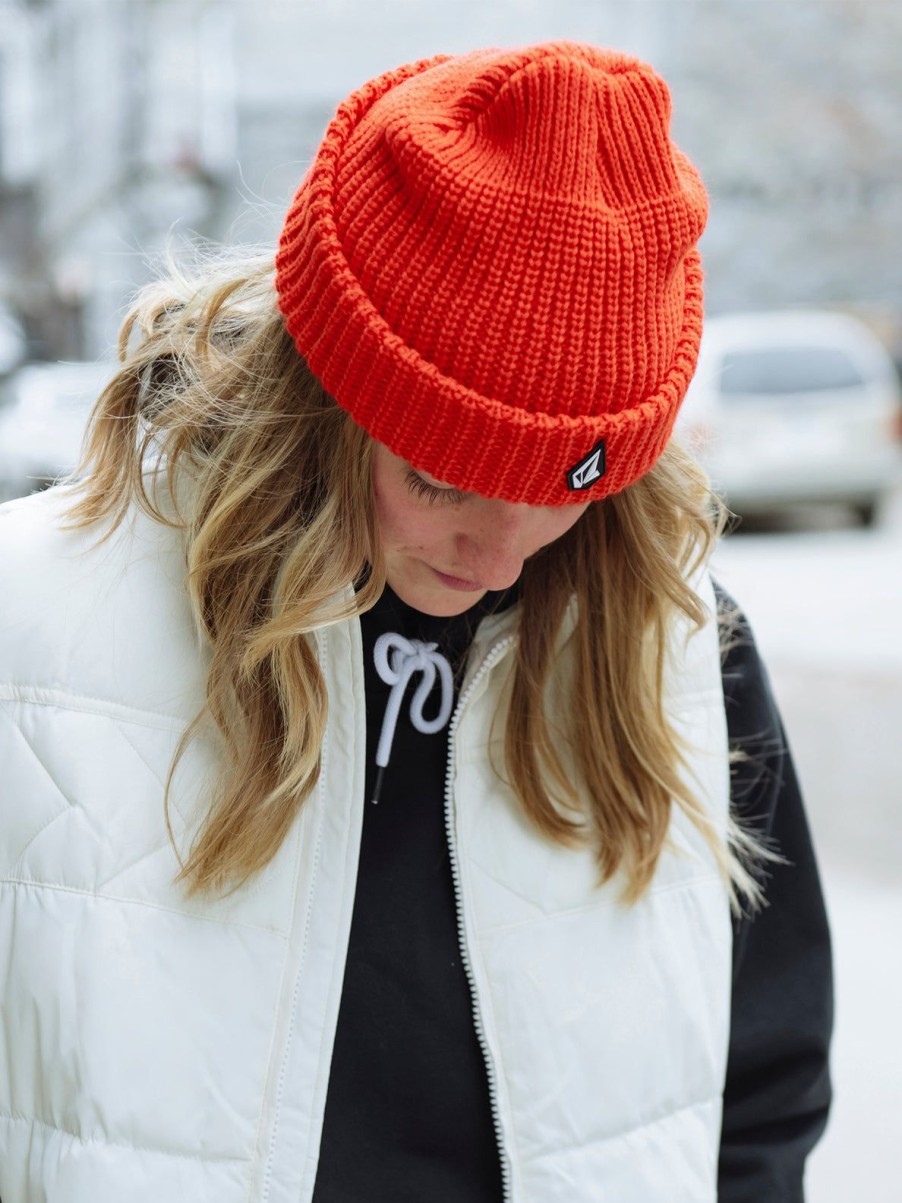 Women Volcom Hats & Beanies | Womens Voluxe Beanie Orange Shock