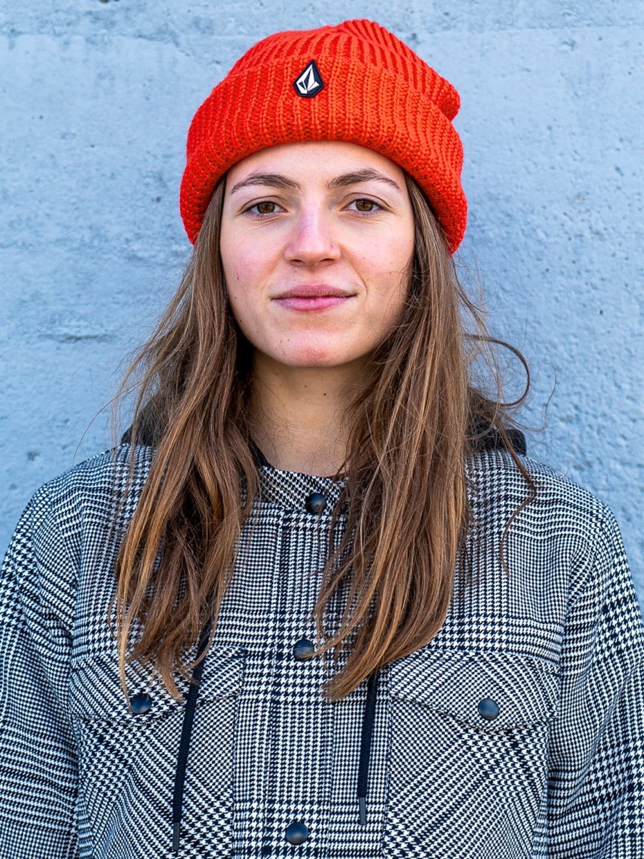 Women Volcom Hats & Beanies | Womens Voluxe Beanie Orange Shock