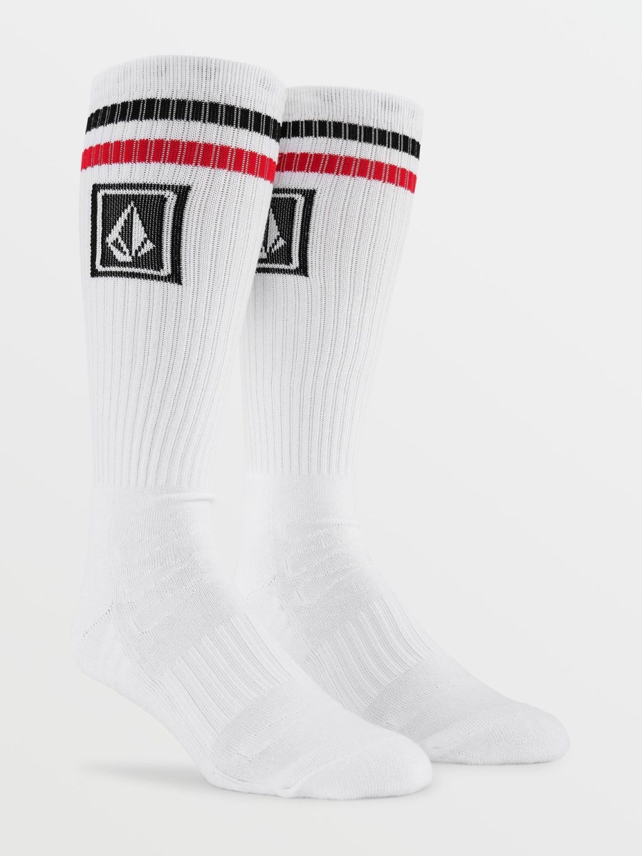 Men Volcom Socks | Ramp Stone Skate Socks White