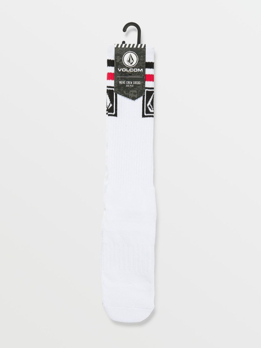 Men Volcom Socks | Ramp Stone Skate Socks White