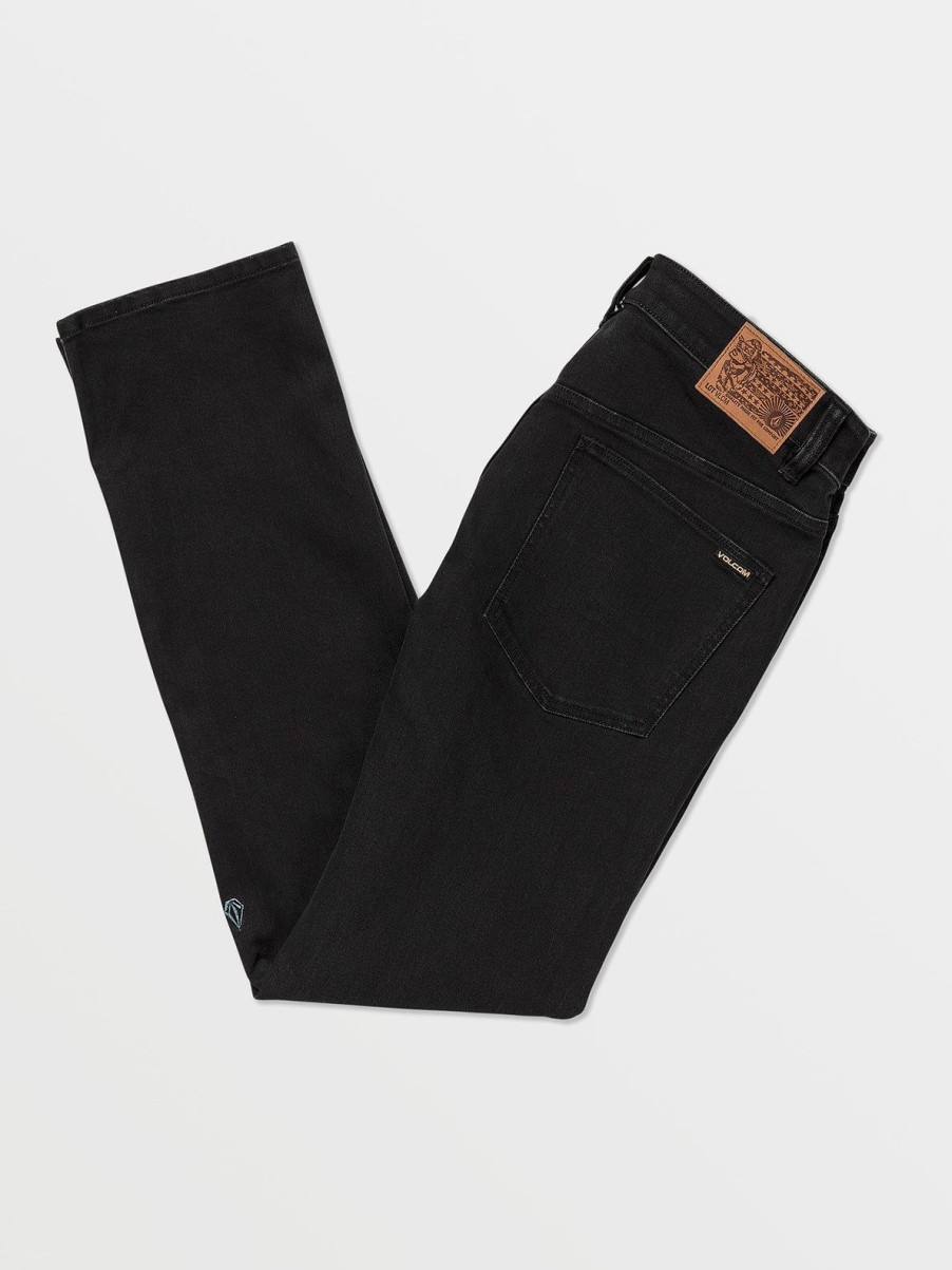 Men Volcom Jeans | Solver Modern Fit Jeans Black Out