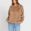 Women Volcom Jackets | Pheelin Phine Crew Sweatshirt Mocha